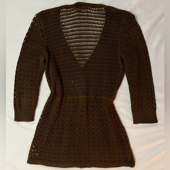 DKNY Jeans | Half Sleeves Brown Cardigan - Picture 2 of 8